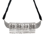 Load image into Gallery viewer, Abhinn Silver Oxidised Laxmi-Ganesha Design Necklace Set With White CZ Stones For Women
