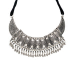Load image into Gallery viewer, Abhinn Silver Oxidised Ethnic Fish Design With White CZ Stones Necklace Set For Women

