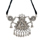 Load image into Gallery viewer, Abhinn Silver Oxidised Floral Design With Mirror Work Necklace Set For Women
