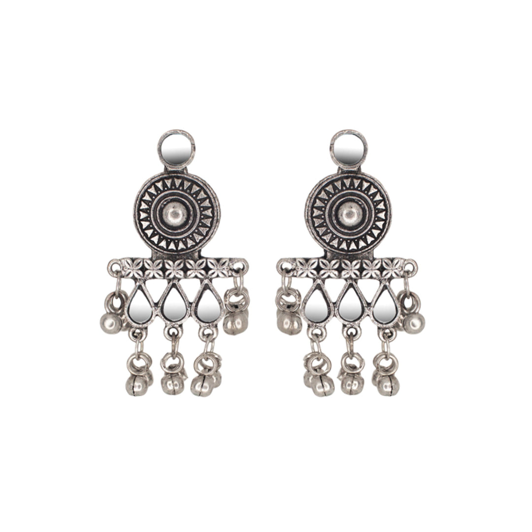 Abhinn Silver Oxidised Ethnic Design With Mirror Work Necklace Set For Women