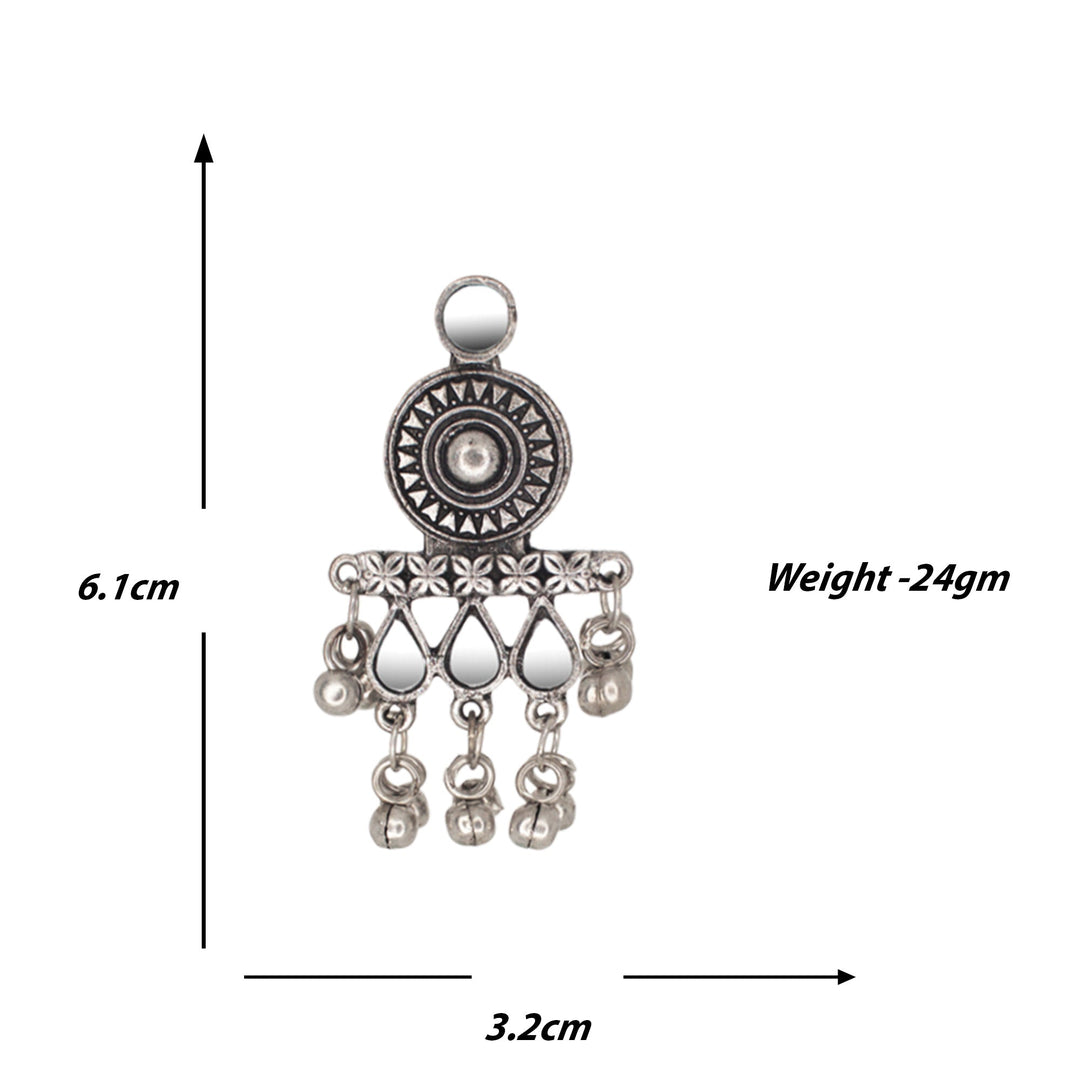 Abhinn Silver Oxidised Ethnic Design With Mirror Work Necklace Set For Women