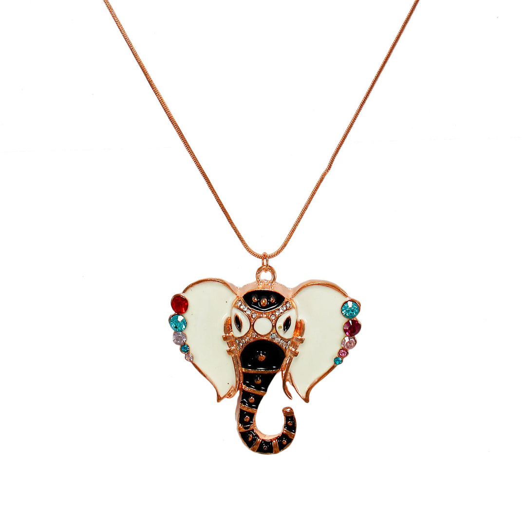 Beautiful statement Ganesha  Black n White Pendant with Multicolor Beads