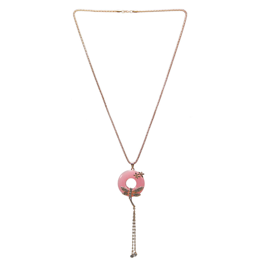 Beautiful Designer Golden Butterfly on Pink Pendant