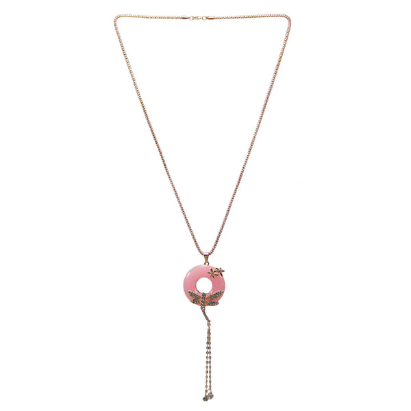 Beautiful Designer Golden Butterfly on Pink Pendant