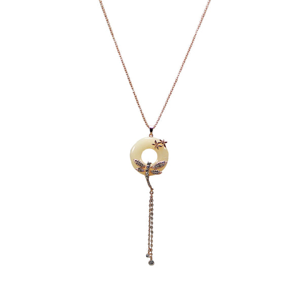 Latest Designer Golden Butterfly on White Pendant