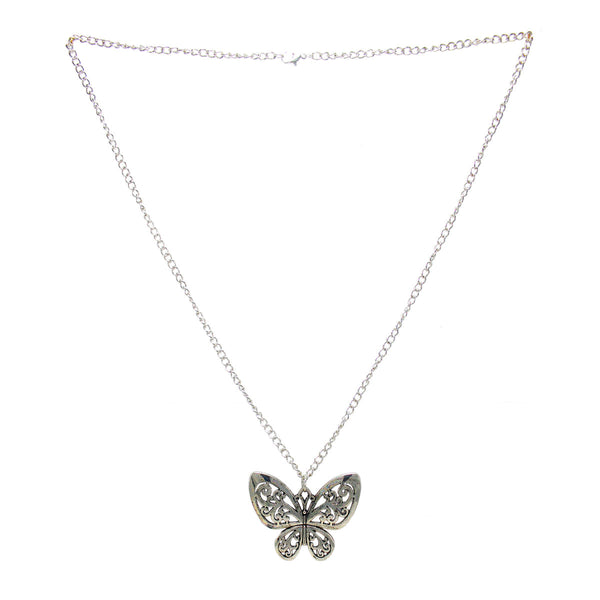 Beautiful Designer Silver Butterfly Pendant with Floral Work