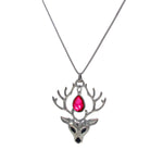 Load image into Gallery viewer, Beautiful Designer Silver Reindeer Pendant with Pink Crystal stones
