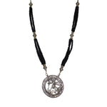 Load image into Gallery viewer, Abhinn Oxidized German Silver Goddess Durga Round Pendant with Black Pearls
