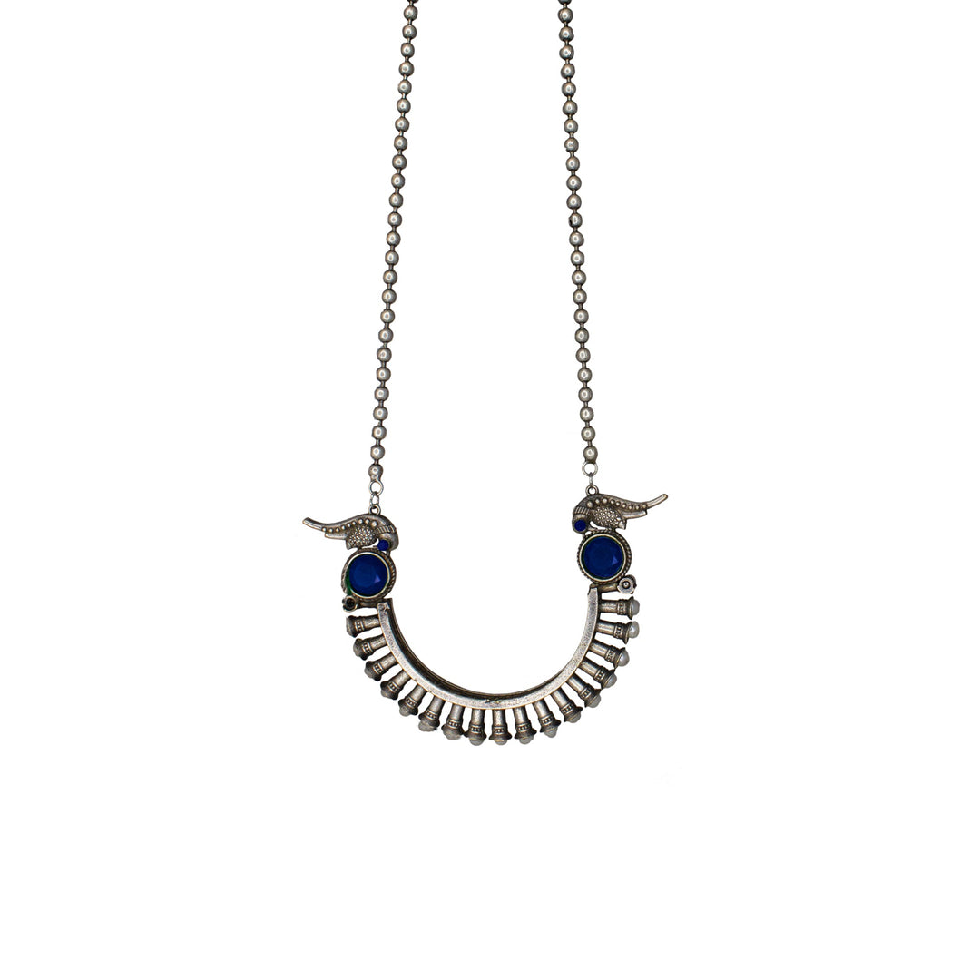 Abhinn Silver Replica Tribal Parrot Design Pendant With CZ Stones For Women