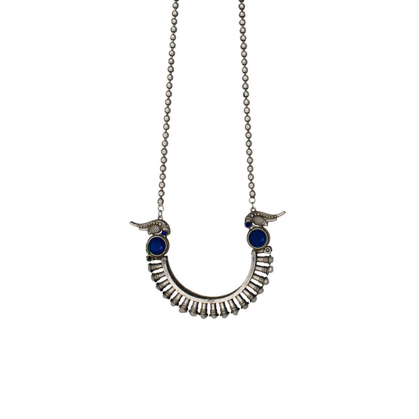 Abhinn Silver Replica Tribal Parrot Design Pendant With CZ Stones For Women