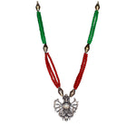 Load image into Gallery viewer, Abhinn Oxidized German Silver Goddess Durga Pendant with Red Green Pearls
