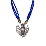 Load image into Gallery viewer, Abhinn Oxidized German Silver Goddess Durga Pendant with Blue Pearls
