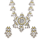 Load image into Gallery viewer, Abhinn Silver Oxidised Floral Design Dual-tone Mirror Pendant Set For Women
