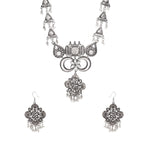 Load image into Gallery viewer, Abhinn Silver Oxidised Ethnic Floral Design Pendant Set For Women
