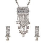 Load image into Gallery viewer, Abhinn Silver Oxidised Temple Design With Hanging Silver Beads Pendant Set For Women
