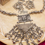 Load image into Gallery viewer, Abhinn Silver Oxidised Taj Mahal Pendant Set With Hanging Silver Beads For Women
