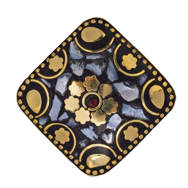 Abhinn Handmade Stylish Tibetan Gold Plated Floral Adjustable Rings For Women