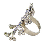 Load image into Gallery viewer, Abhinn Antique Silver Oxidised Floral Blue-Red Color Glass Premium Rings For Women
