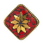 Load image into Gallery viewer, Abhinn Handmade Tibetan Gold Plated Red Floral Adjustable Rings For Women
