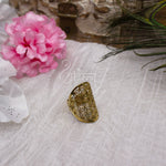 Load image into Gallery viewer, Antique Golden Oxidised Net Design Ring For Women
