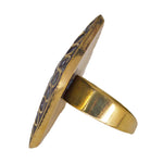 Load image into Gallery viewer, Abhinn Handcrafted Tibetan Gold Plated Green Square Floral Adjustable Rings For Women
