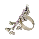 Load image into Gallery viewer, Abhinn Antique Silver Oxidised Floral Purple-Yellow Color Glass Premium Rings For Women
