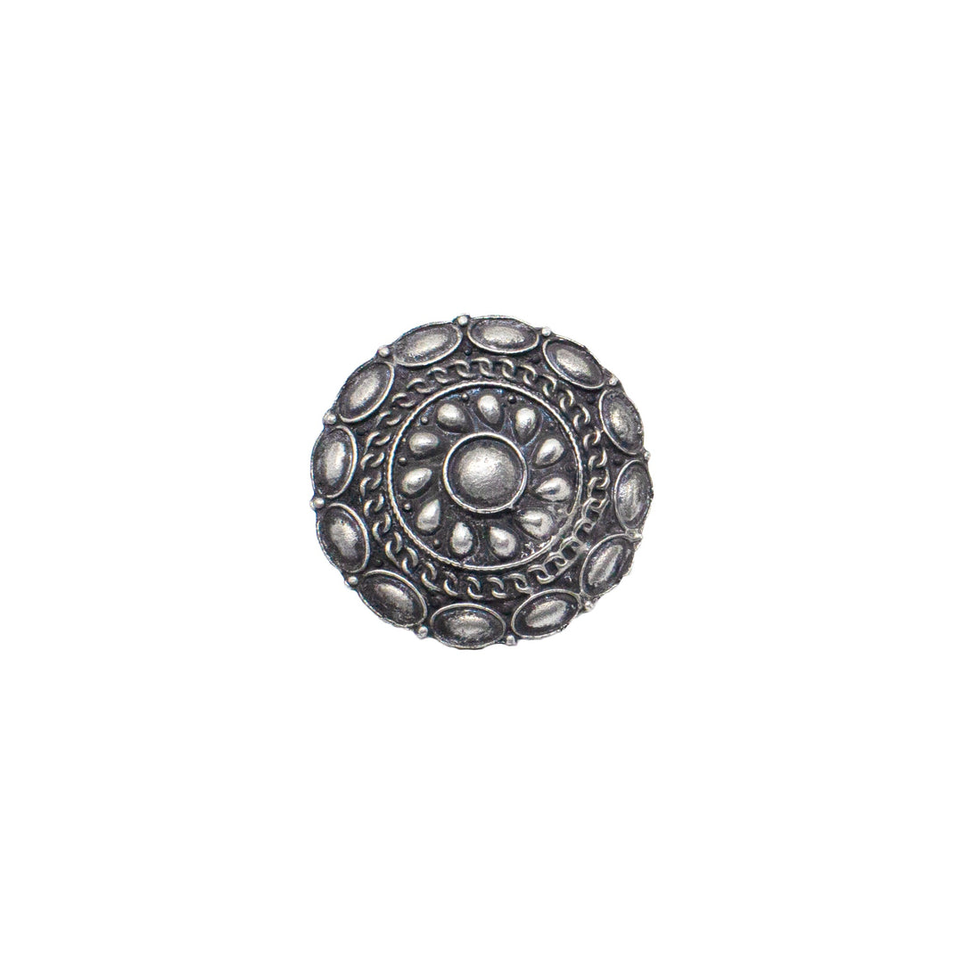 Abhinn Silver Oxidised  Temple  Design Ring For Women