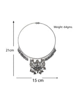 Load image into Gallery viewer, Black Oxidised Silver Goddess Lakshmi Hasli Necklace Sets for Women
