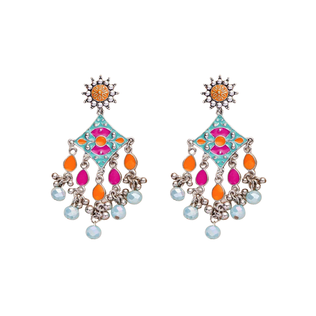 Abhinn Meenakari Silver Danglers Earrings (Multicolour)