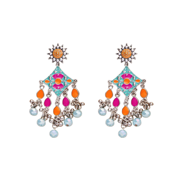 Abhinn Meenakari Silver Danglers Earrings (Multicolour)