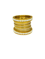 Load image into Gallery viewer, Beautiful Designer Golden Plated Bangles Set with Kundan Stones
