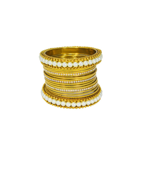 Beautiful Designer Golden Plated Bangles Set with Kundan Stones