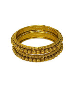 Load image into Gallery viewer, Beautiful Latest Royal Golden Plated Laddo Moti Round Bangles Set
