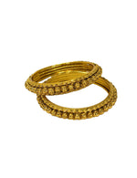 Load image into Gallery viewer, Beautiful Latest Royal Golden Plated Laddo Moti Round Bangles Set
