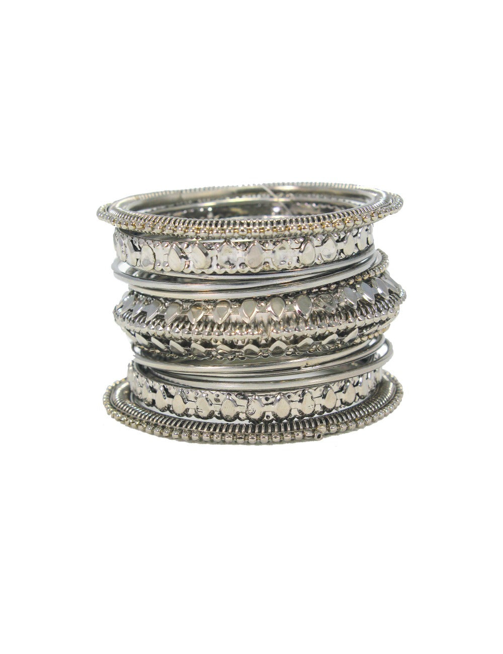 Beautiful Designer Royal Silver Plated Pearl and Leaf Design Bangles Set (Set of 12)