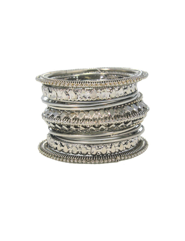 Beautiful Designer Royal Silver Plated Pearl and Leaf Design Bangles Set (Set of 12)