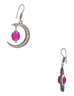 Load image into Gallery viewer, Abhinn Unique Silver Moon Shaped Pink Dangler Earrings For Women

