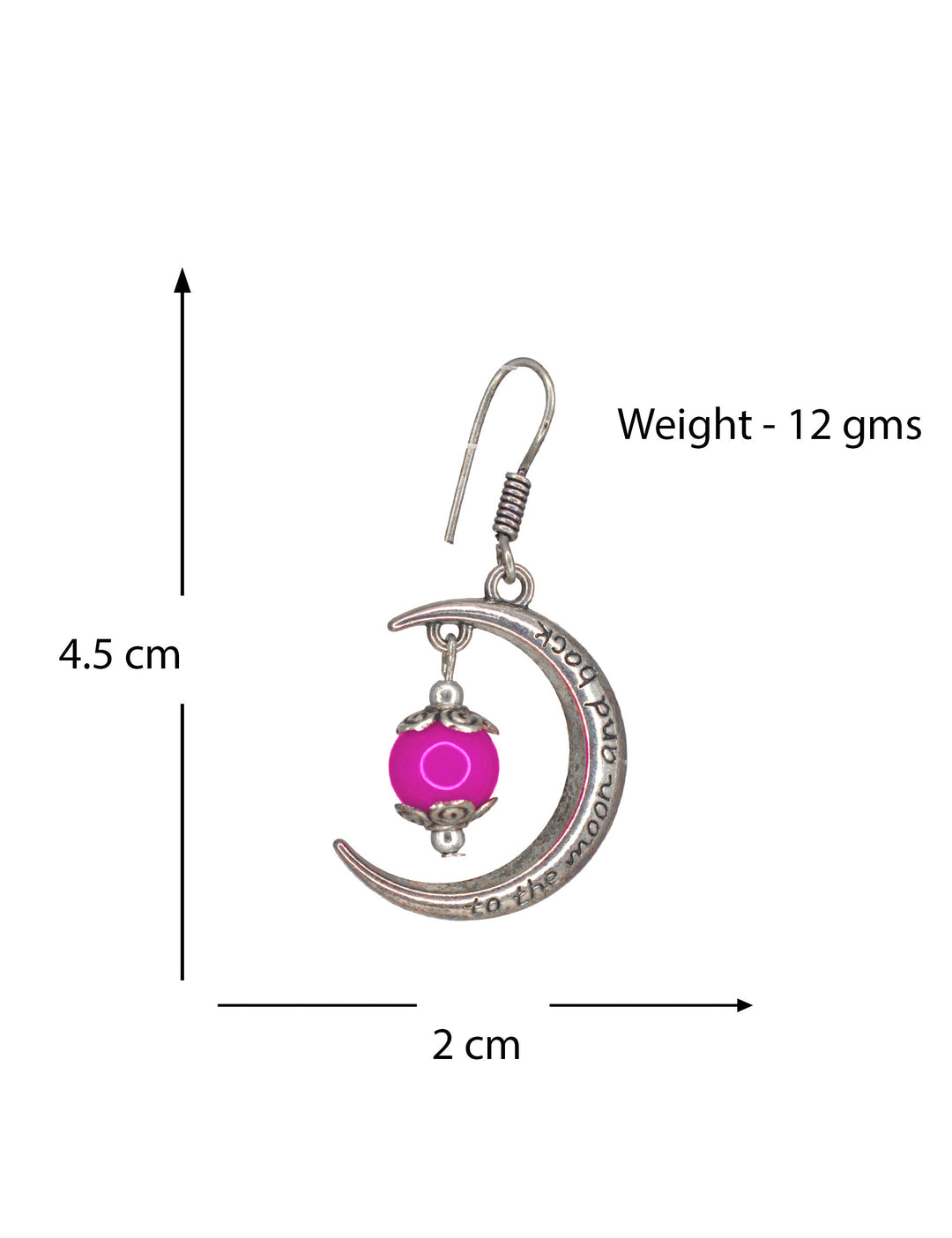 Abhinn Unique Silver Moon Shaped Pink Dangler Earrings For Women