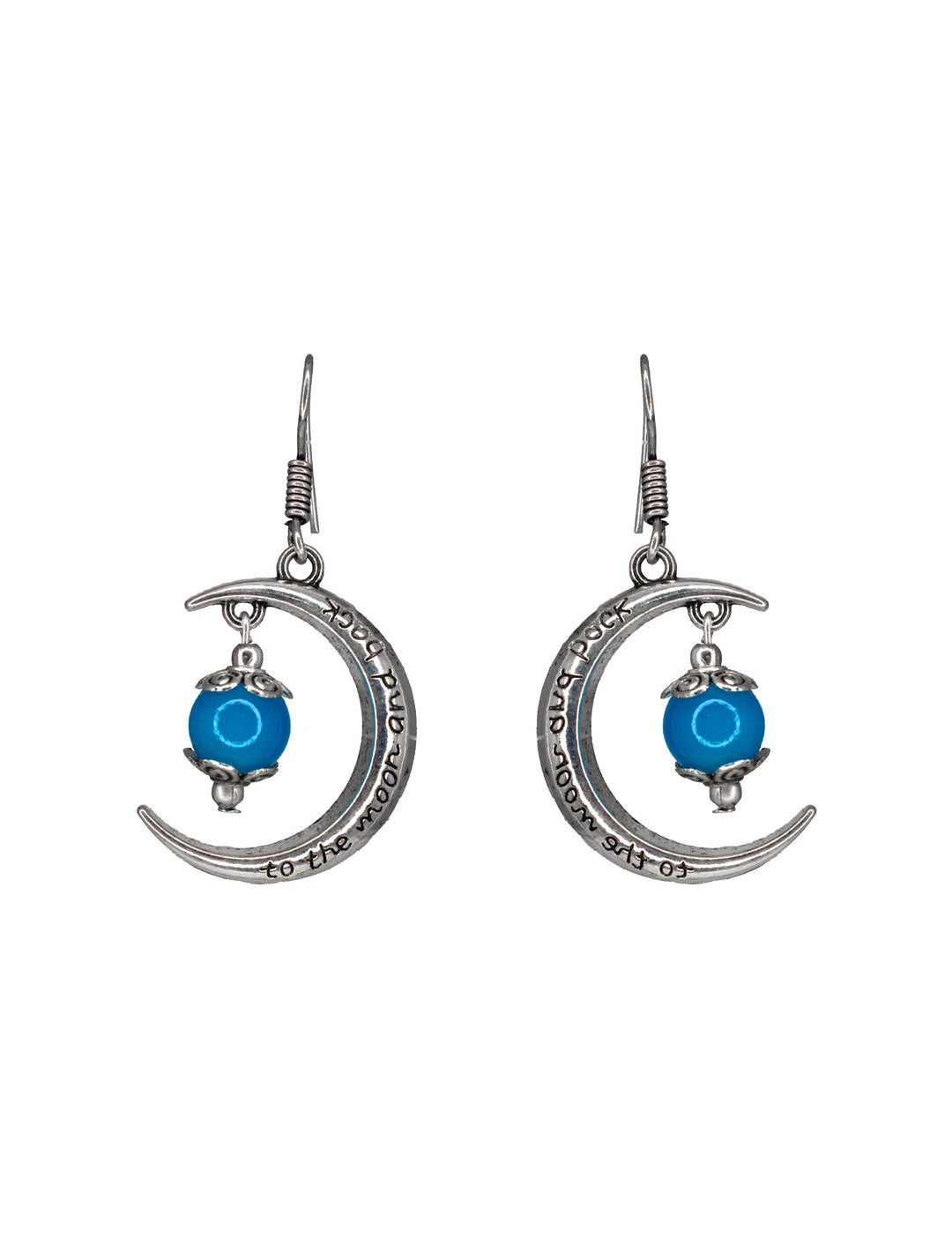 Abhinn Unique Silver Moon Shaped Sky Blue Dangler Earrings For Women