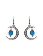 Load image into Gallery viewer, Abhinn Unique Silver Moon Shaped Sky Blue Dangler Earrings For Women
