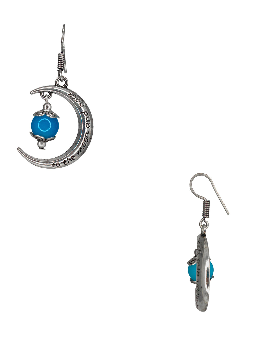 Abhinn Unique Silver Moon Shaped Sky Blue Dangler Earrings For Women