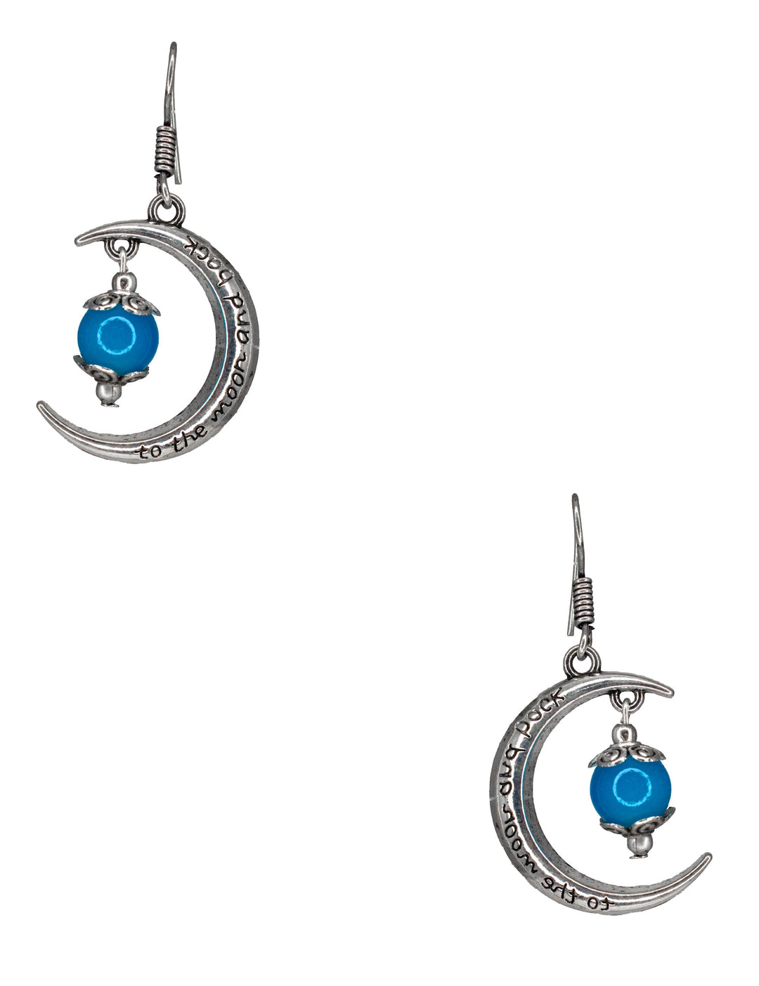 Abhinn Unique Silver Moon Shaped Sky Blue Dangler Earrings For Women