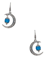 Load image into Gallery viewer, Abhinn Unique Silver Moon Shaped Sky Blue Dangler Earrings For Women
