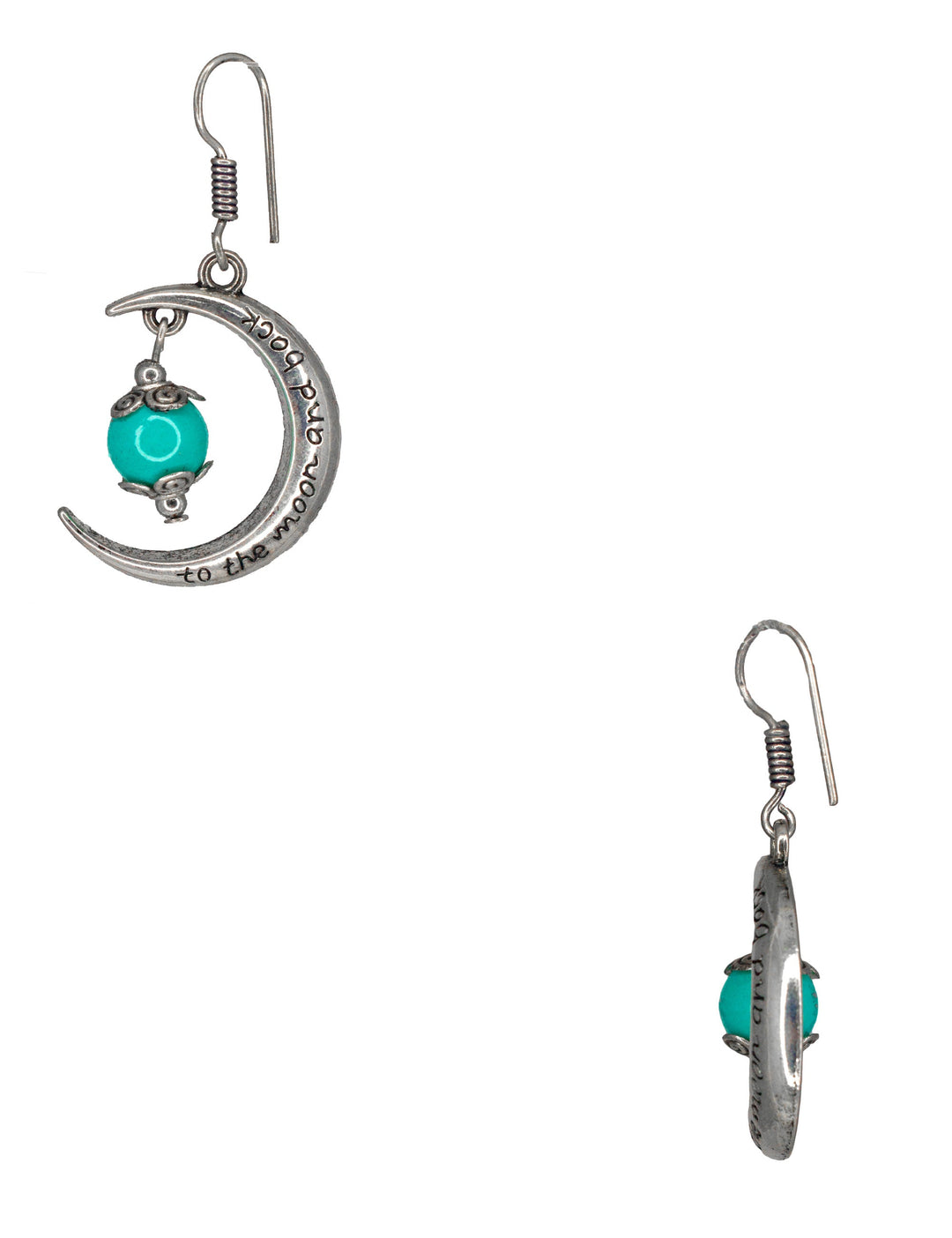 Abhinn Unique Silver Moon Shaped Green Dangler Earrings For Women