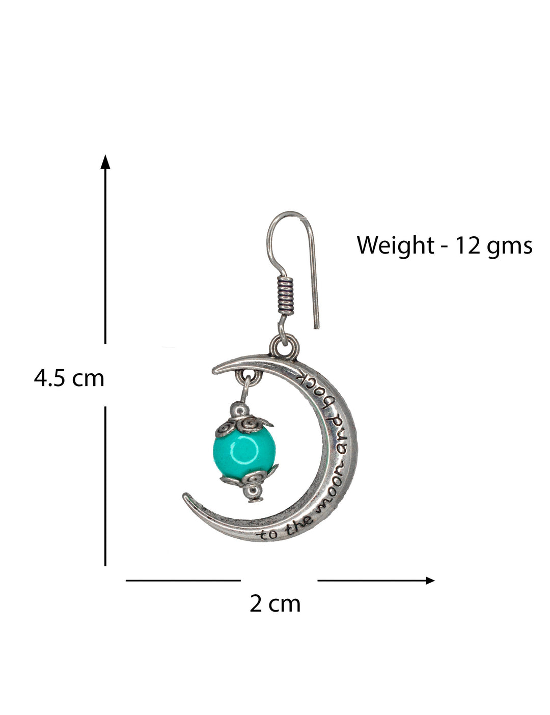 Abhinn Unique Silver Moon Shaped Green Dangler Earrings For Women