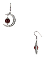Load image into Gallery viewer, Abhinn Unique Silver Moon Shaped Brown Dangler Earrings For Women
