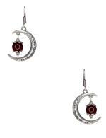 Load image into Gallery viewer, Abhinn Unique Silver Moon Shaped Brown Dangler Earrings For Women
