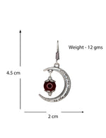 Load image into Gallery viewer, Abhinn Unique Silver Moon Shaped Brown Dangler Earrings For Women

