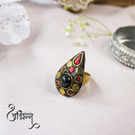 Load image into Gallery viewer, Abhinn Latest Bohemian Black Golden Ring with Boho Tibetian Stone Work
