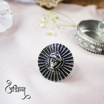 Load image into Gallery viewer, Abhinn Antique Silver Oxidised Durga Design Ring For Women
